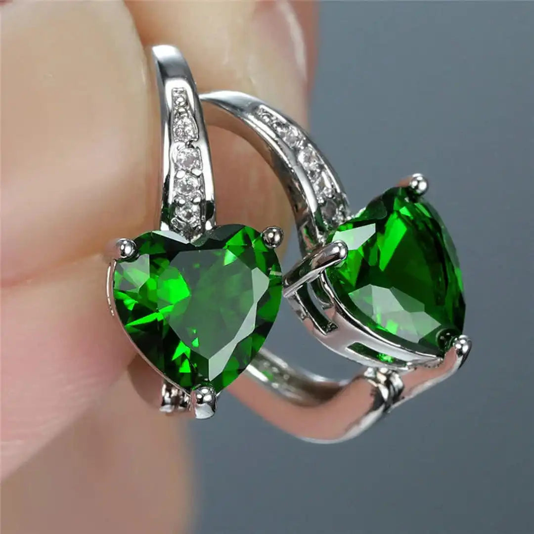 Boucles d'oreilles en forme de goutte de cœur émeraude
