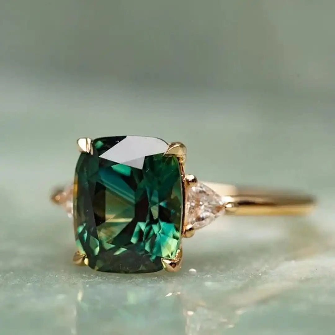 Bague en or vert émeraude vintage