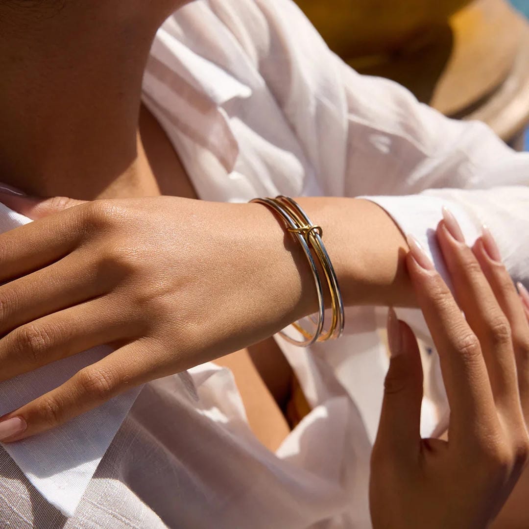 Bracelet Empilé à Deux Teintes Intemporel