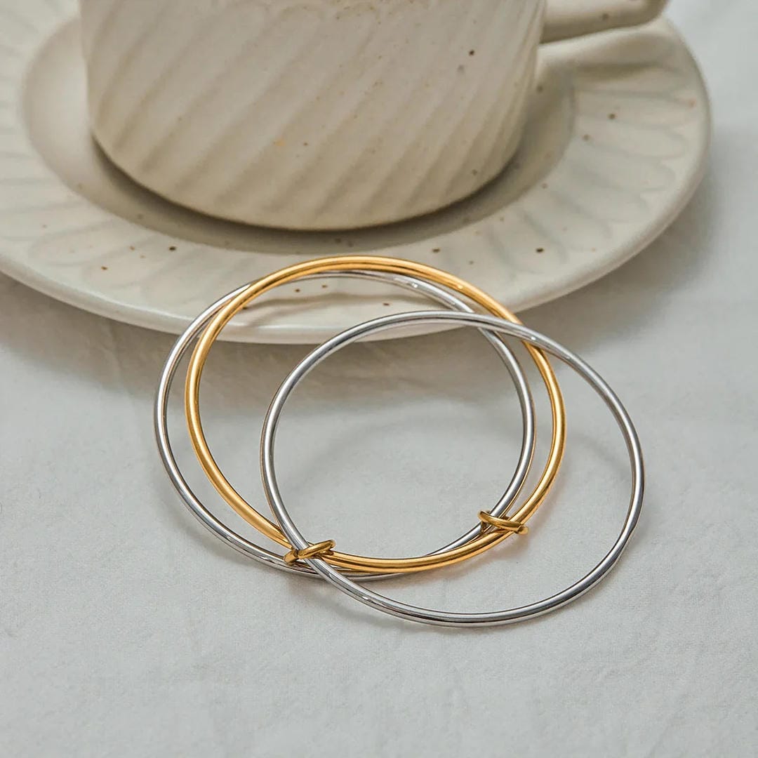 Bracelet Empilé à Deux Teintes Intemporel