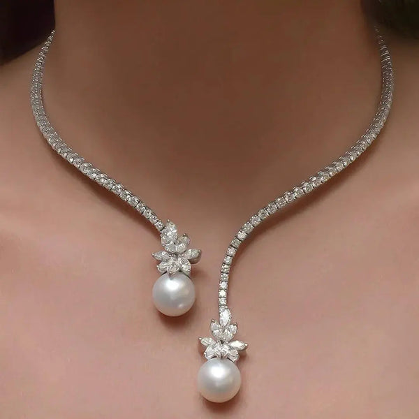 Collier Brillant Perles Argent