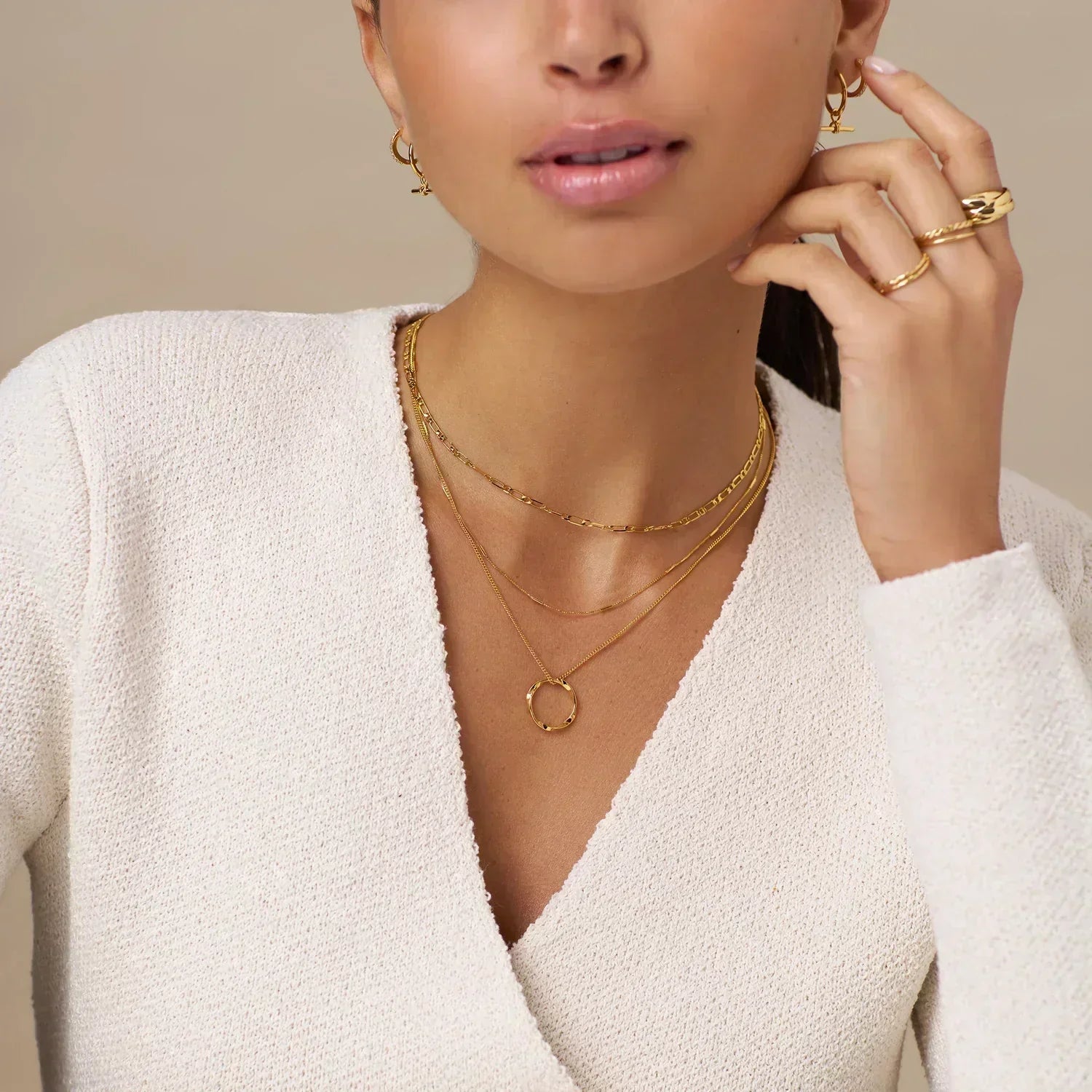 Circa™ | Collier trois rangs cercle ouvert doré