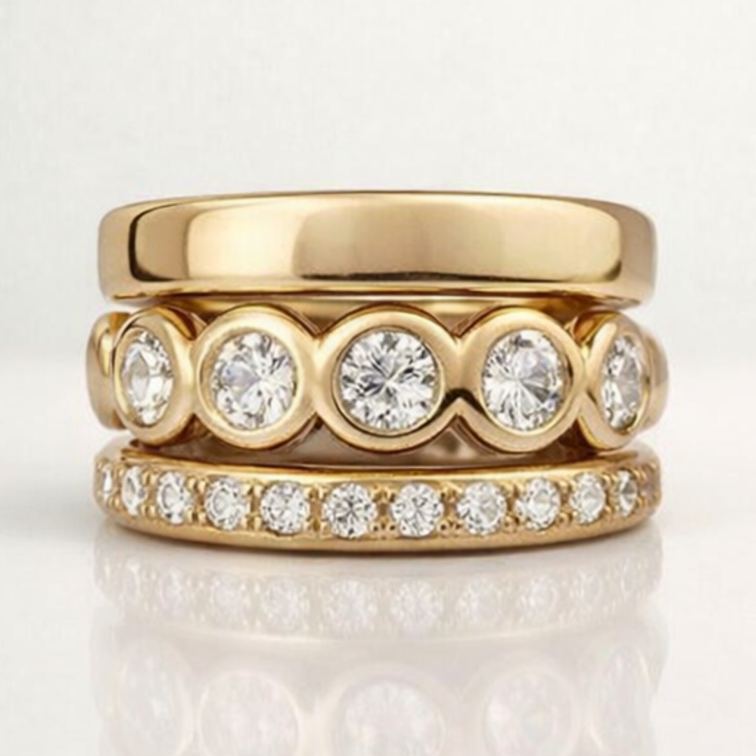 Bague en Or Martelé avec Zirconia