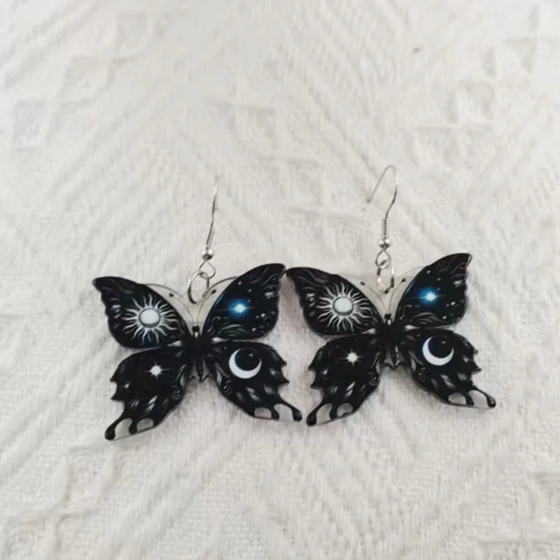Boucles d'oreilles papillon soleil lune