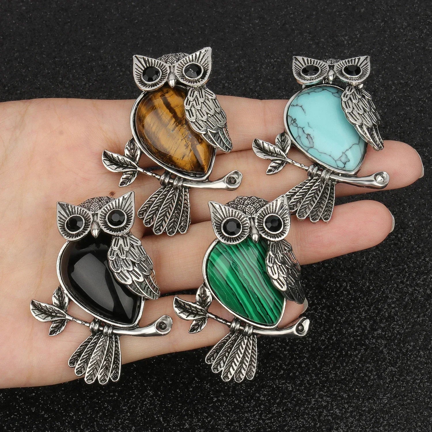 Collier pendentif hibou en cristal de sagesse