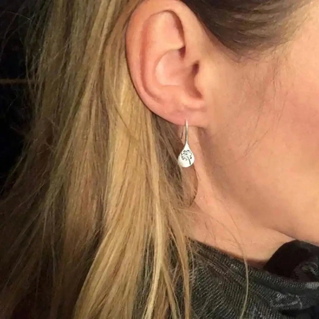 Boucles d'oreilles vintage en argent floral