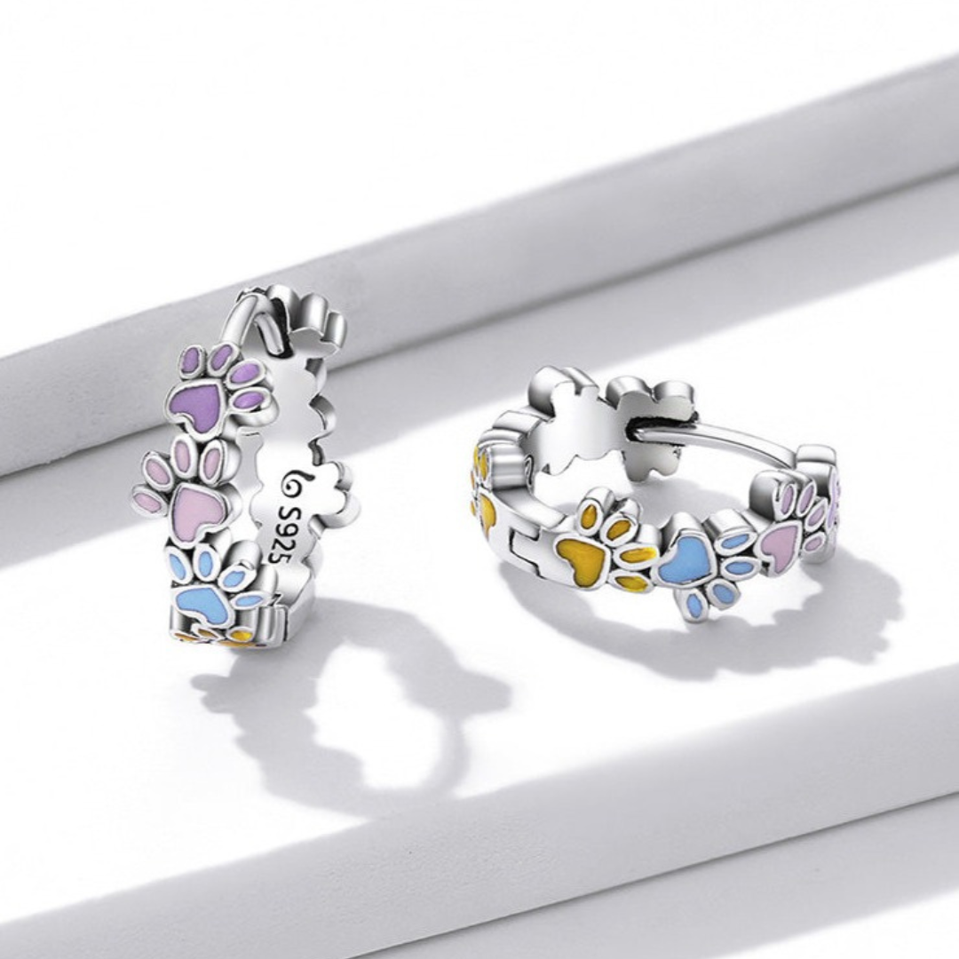 Boucles d'oreilles en argent sterling avec des pattes colorées