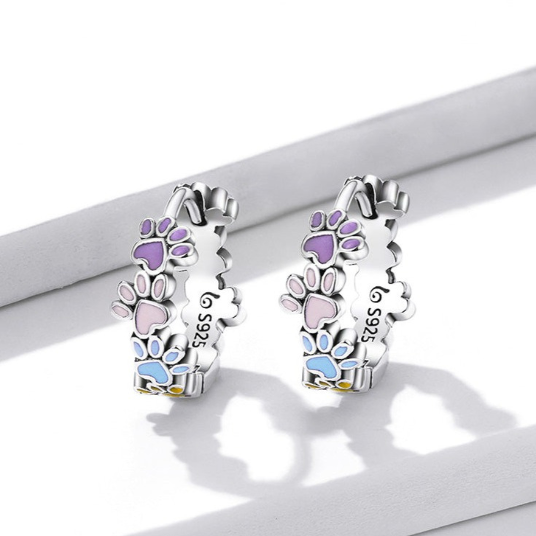 Boucles d'oreilles en argent sterling avec des pattes colorées