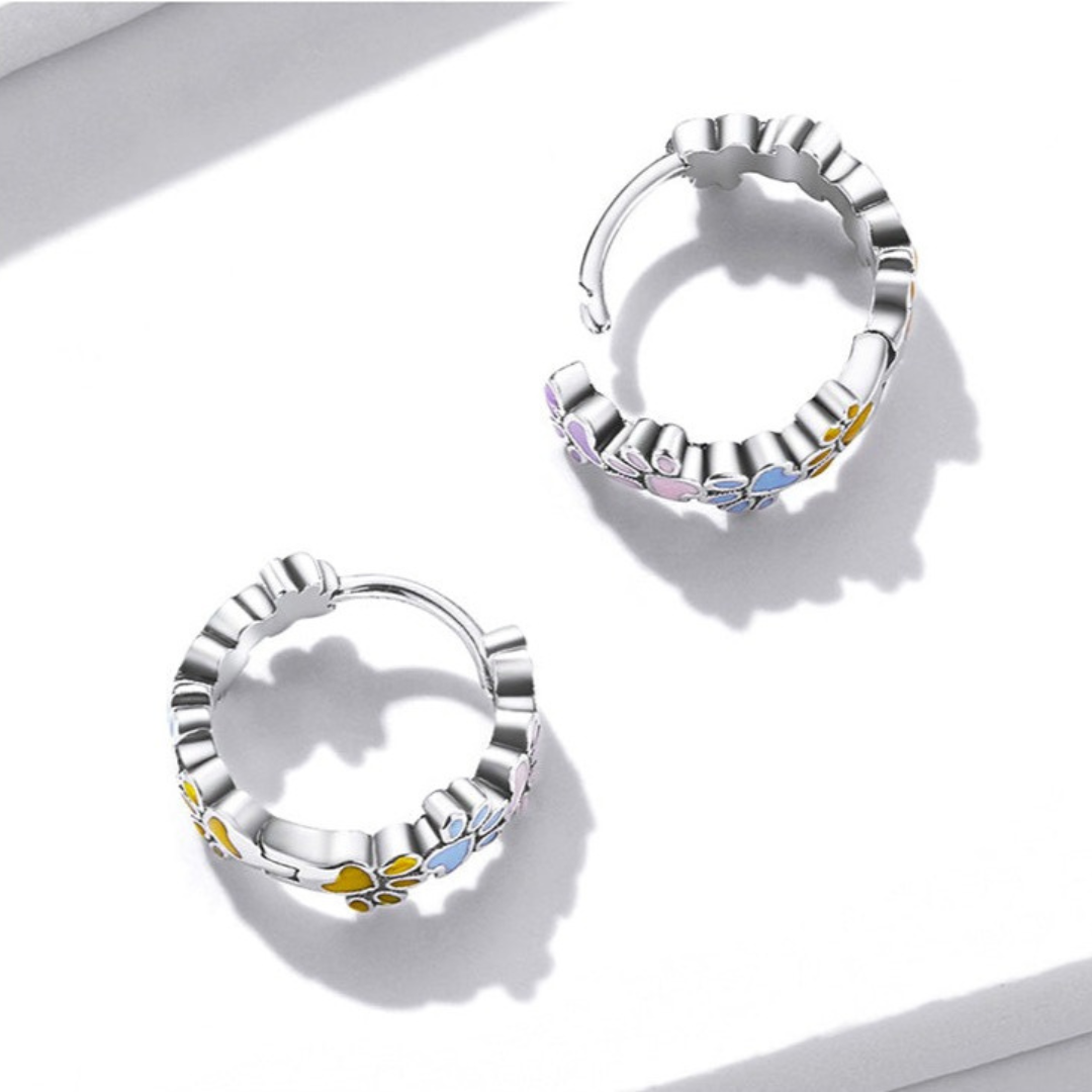 Boucles d'oreilles en argent sterling avec des pattes colorées