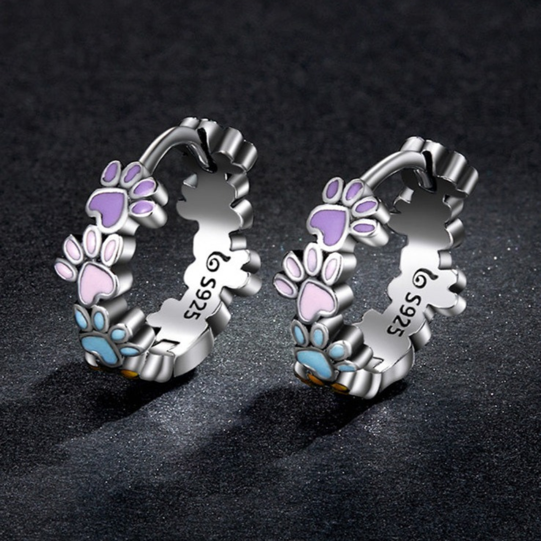 Boucles d'oreilles en argent sterling avec des pattes colorées
