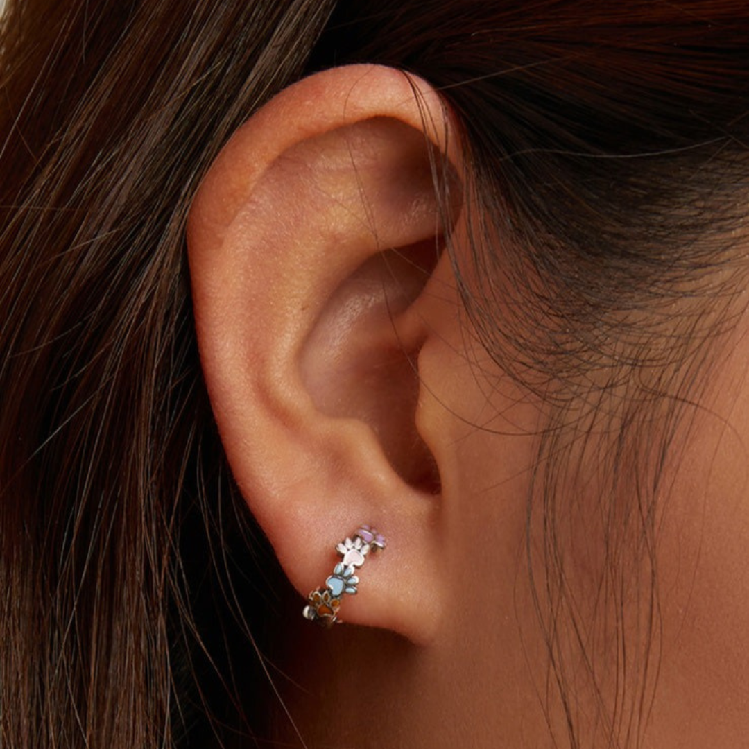 Boucles d'oreilles en argent sterling avec des pattes colorées