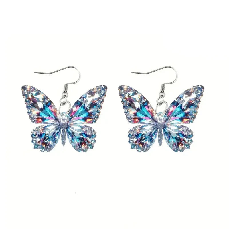 Boucles d'oreilles en forme de papillon scintillant