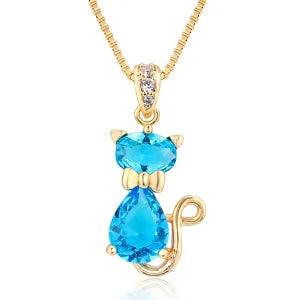 Collier pendentif chat en cristal