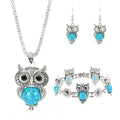Ensemble de bijoux hibou turquoise sagesse