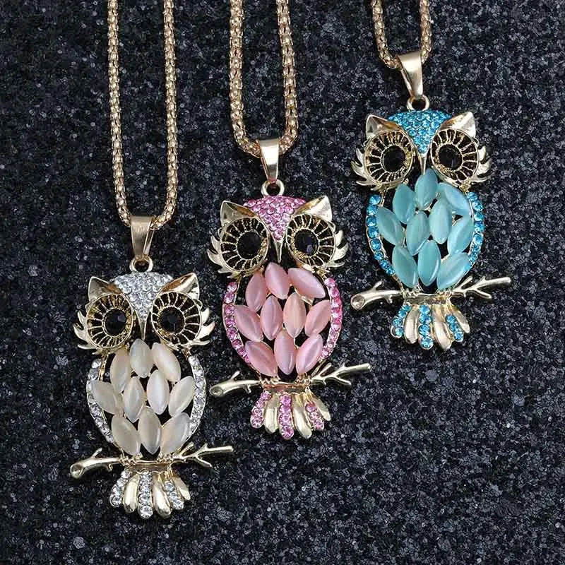 Collier hibou doré
