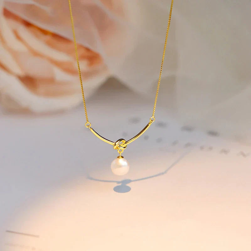 Collier pendentif en imitation perle rond