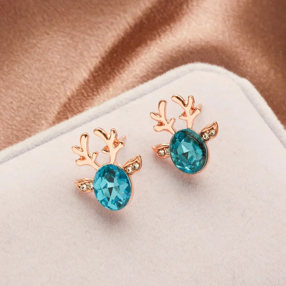 Boucles d'oreilles en cristal de renne de l'esprit de fête