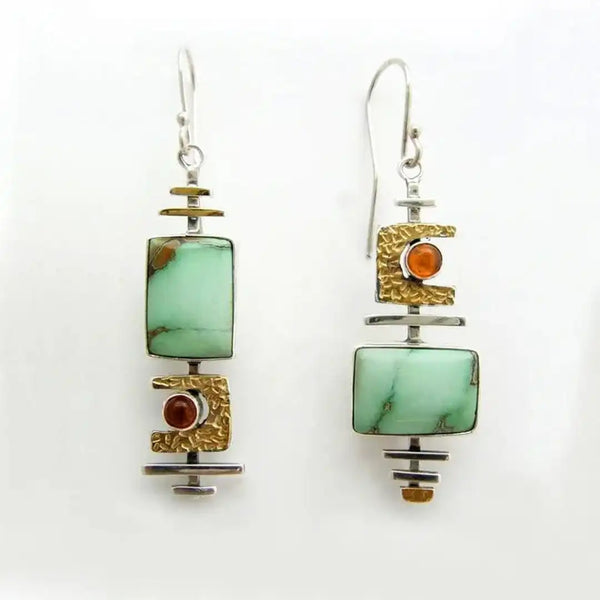 Boucles d'oreilles en pierre naturelle en métal mélangé