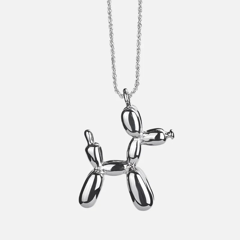 Collier pendentif en forme de chien en ballon couleur dorée