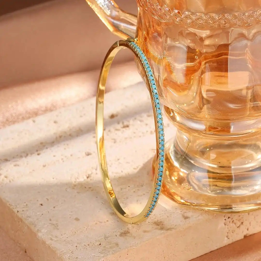 Bracelet en Pierre Turquoise Dorée