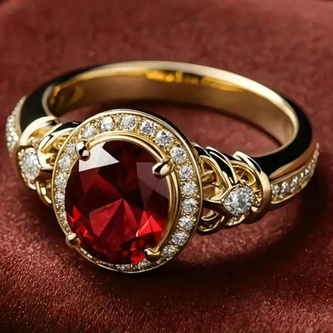 Bague de déclaration en halo Rubiini