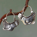 Boucles d'oreilles pendantes inspirées par un oiseau boho – couleur argentée