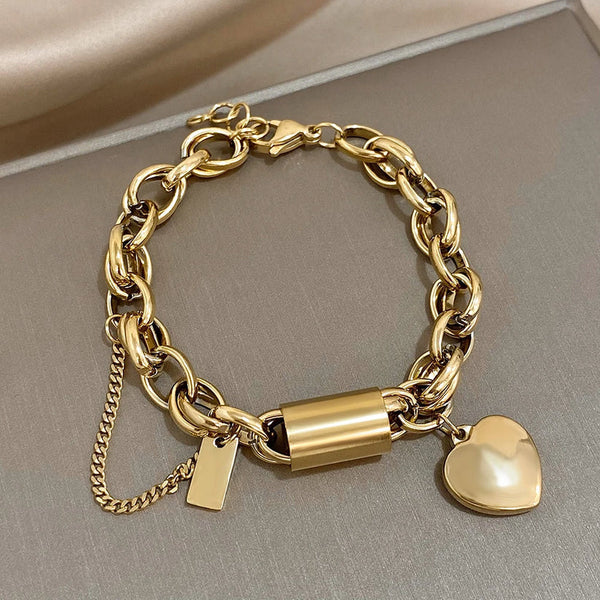 Bracelet épais cœurs | Or