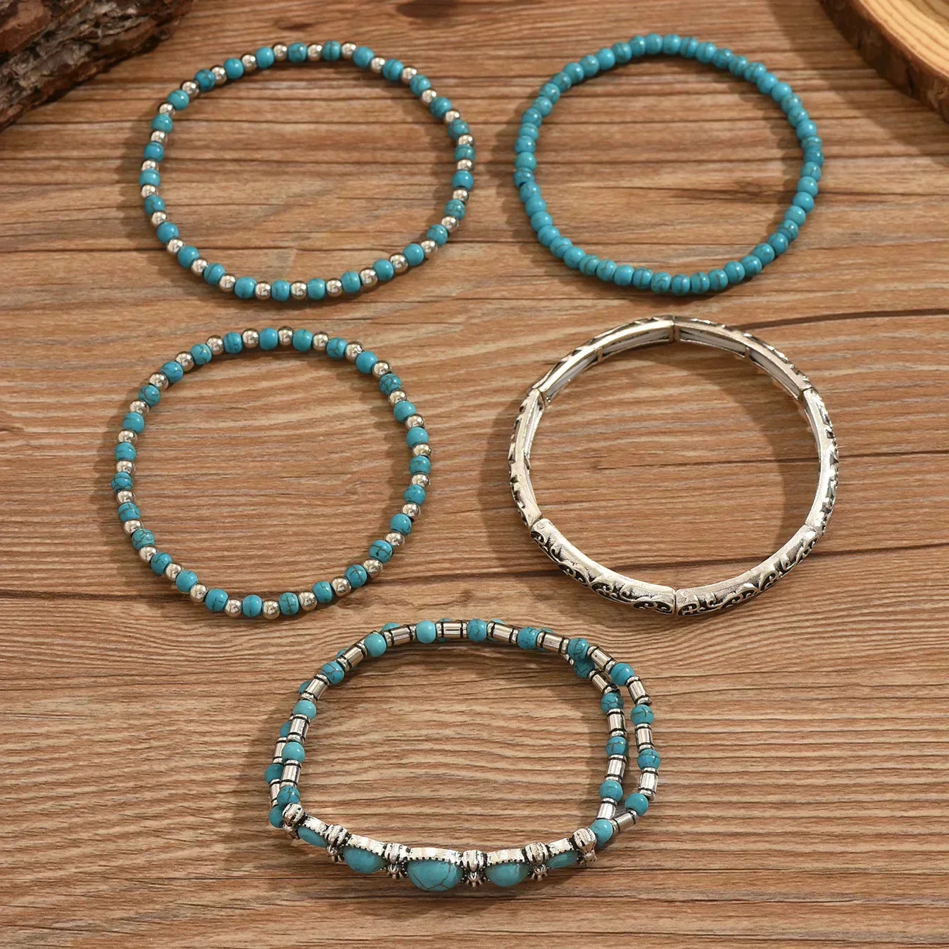 Bracelet de perles turquoise bohème