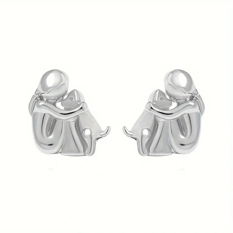 Boucles d'oreilles en argent et or bicolores en forme de câlin
