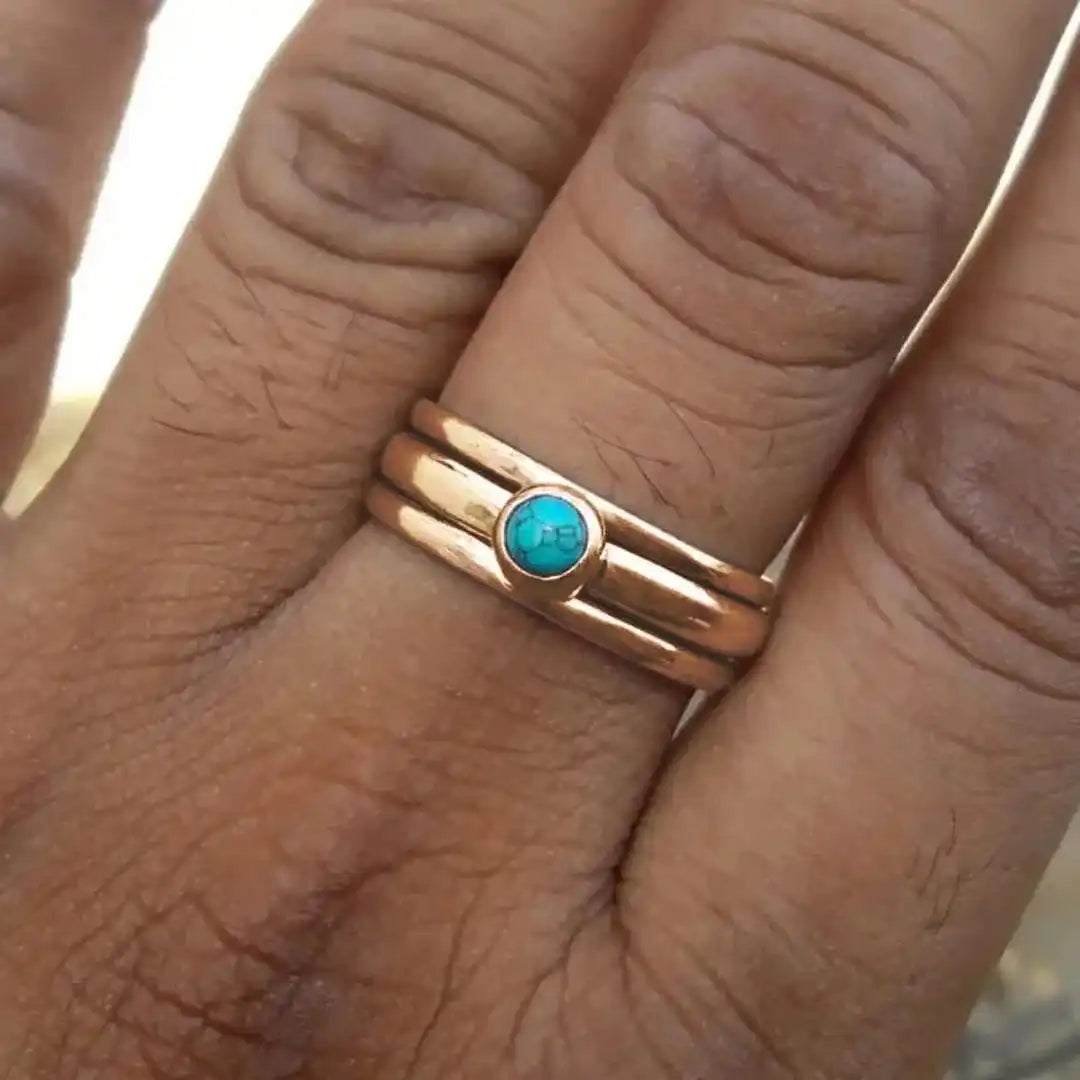 Bague en Pierre Turquoise Superposée Bohème