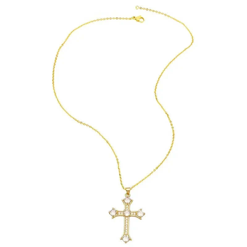 Magnifique collier pendentif croix en zirconium