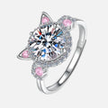 Bague réglable avec oreilles de chat en zircon