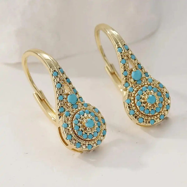 Boucles d'oreilles Mandala Turquoise Élégantes