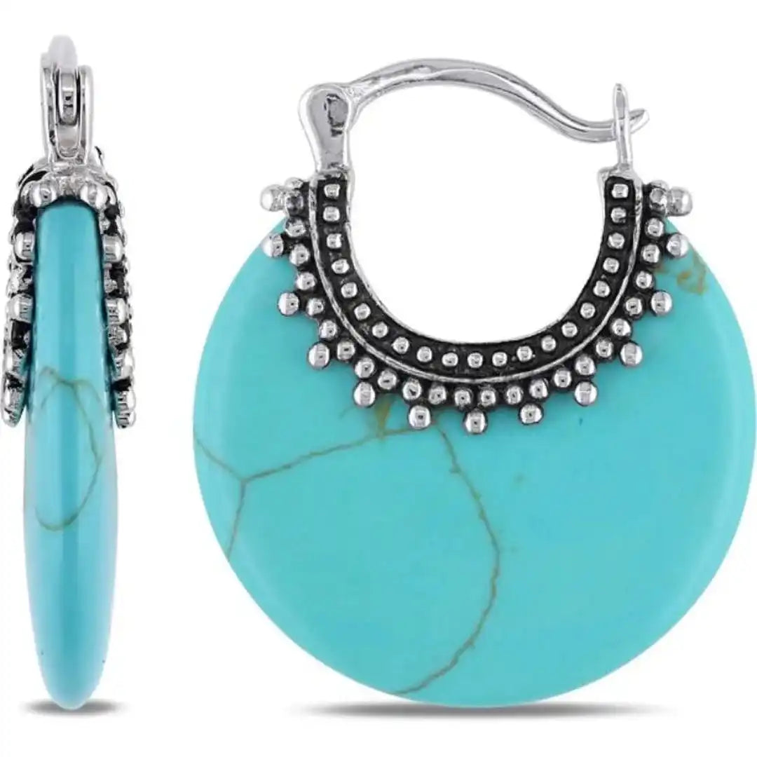 Boucles d'oreilles en argent turquoise en pierre