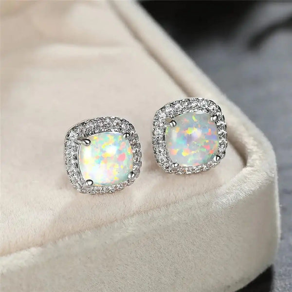 Boucles d'oreilles rondes en opale de feu intemporelles