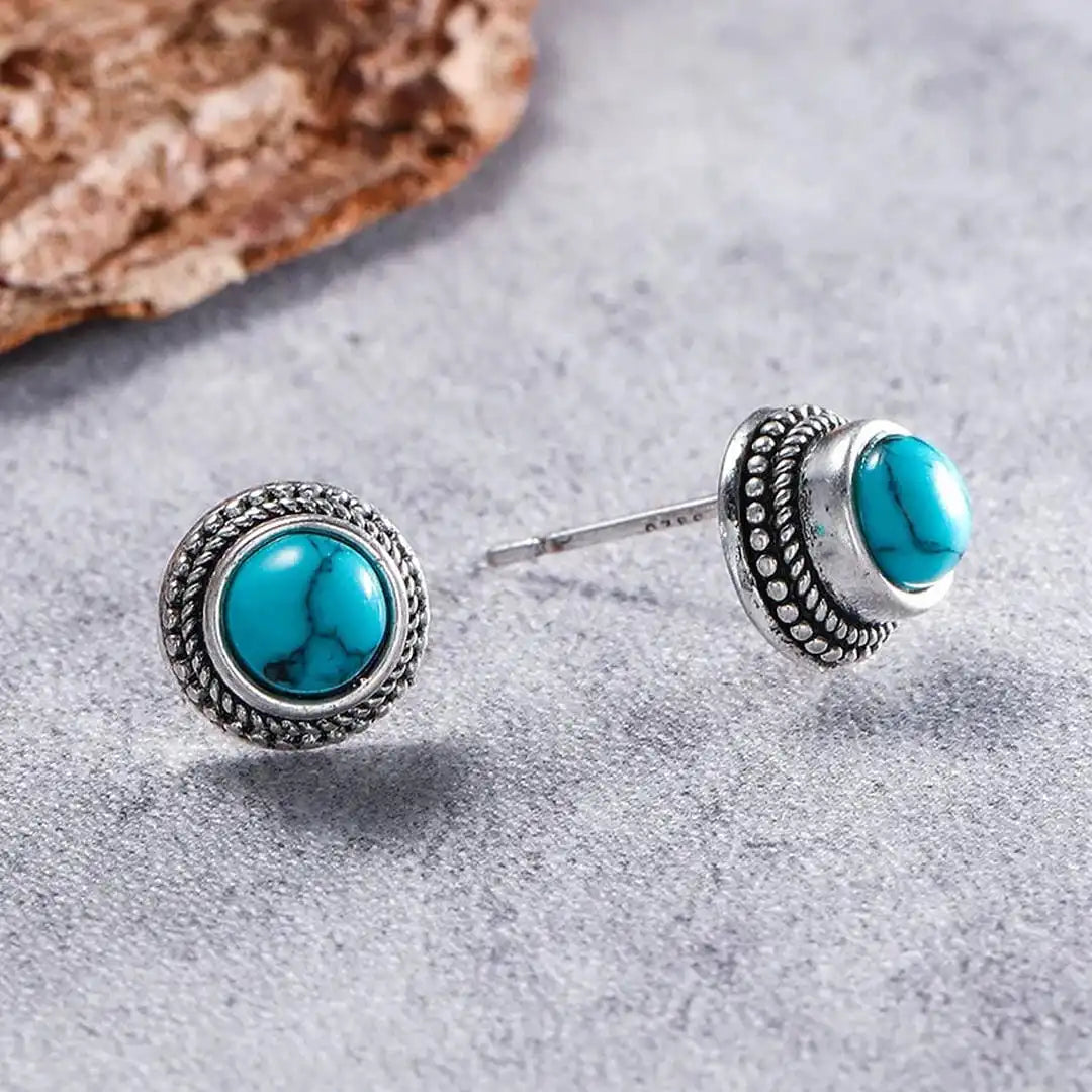 Boucles d'oreilles en imitation turquoise vintage bohème