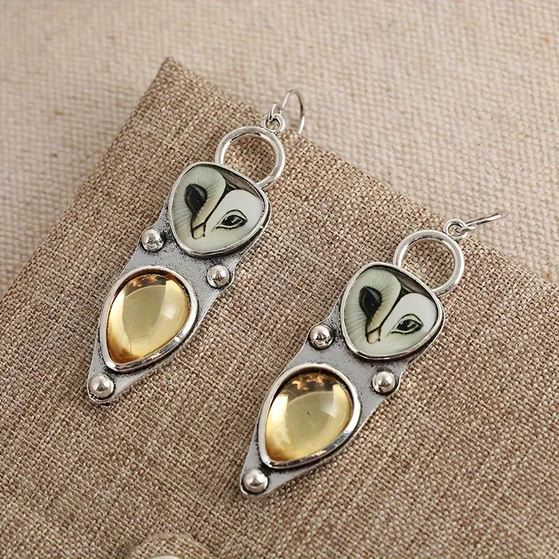 Boucles d'oreilles pendentif hibou boho – sans nickel pour les oreilles sensibles