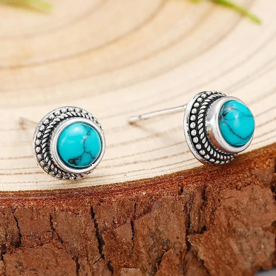 Boucles d'oreilles en imitation turquoise vintage bohème
