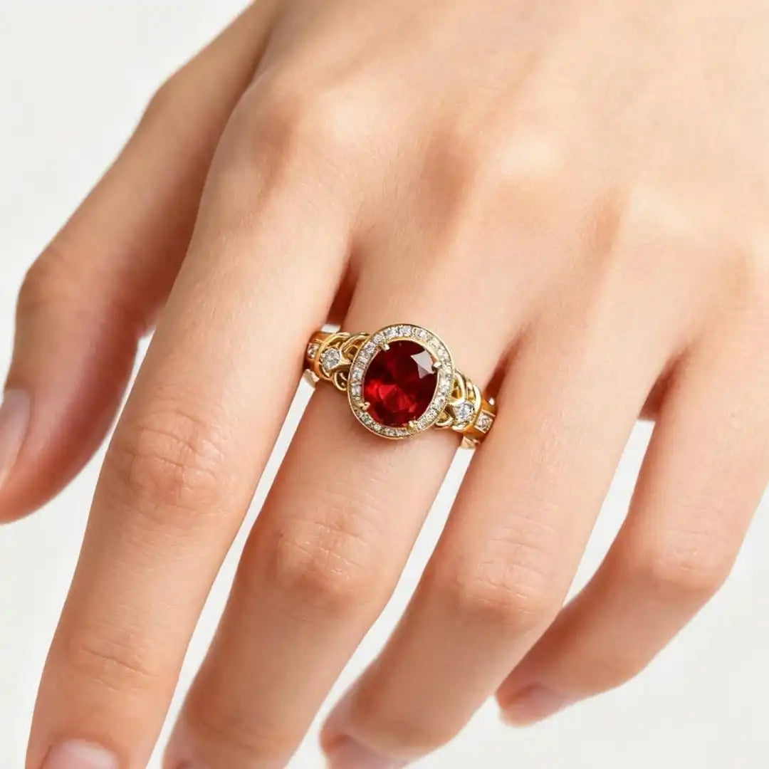 Bague Rubiini Halo Knot