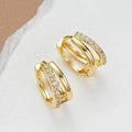 Boucles d'oreilles en anneau en zirconium doré intemporel