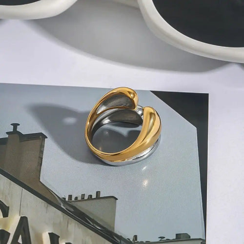 Bague empilable bicolore Or Argent