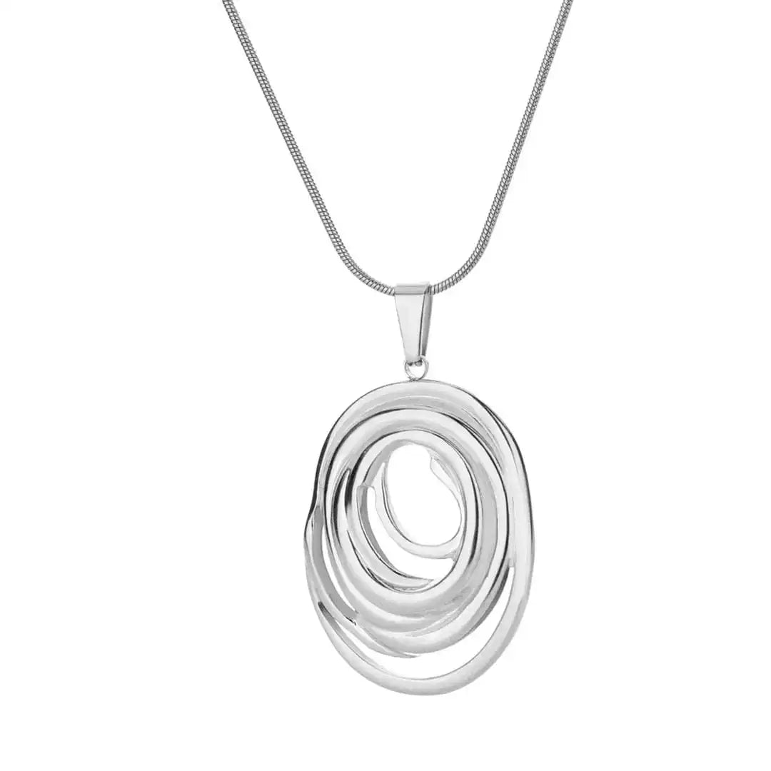 Collier Géométrique Creux Ovale Or Argent