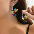 Boucles d'oreilles en acrylique en forme de colibri – design d'oiseau 2D transparent