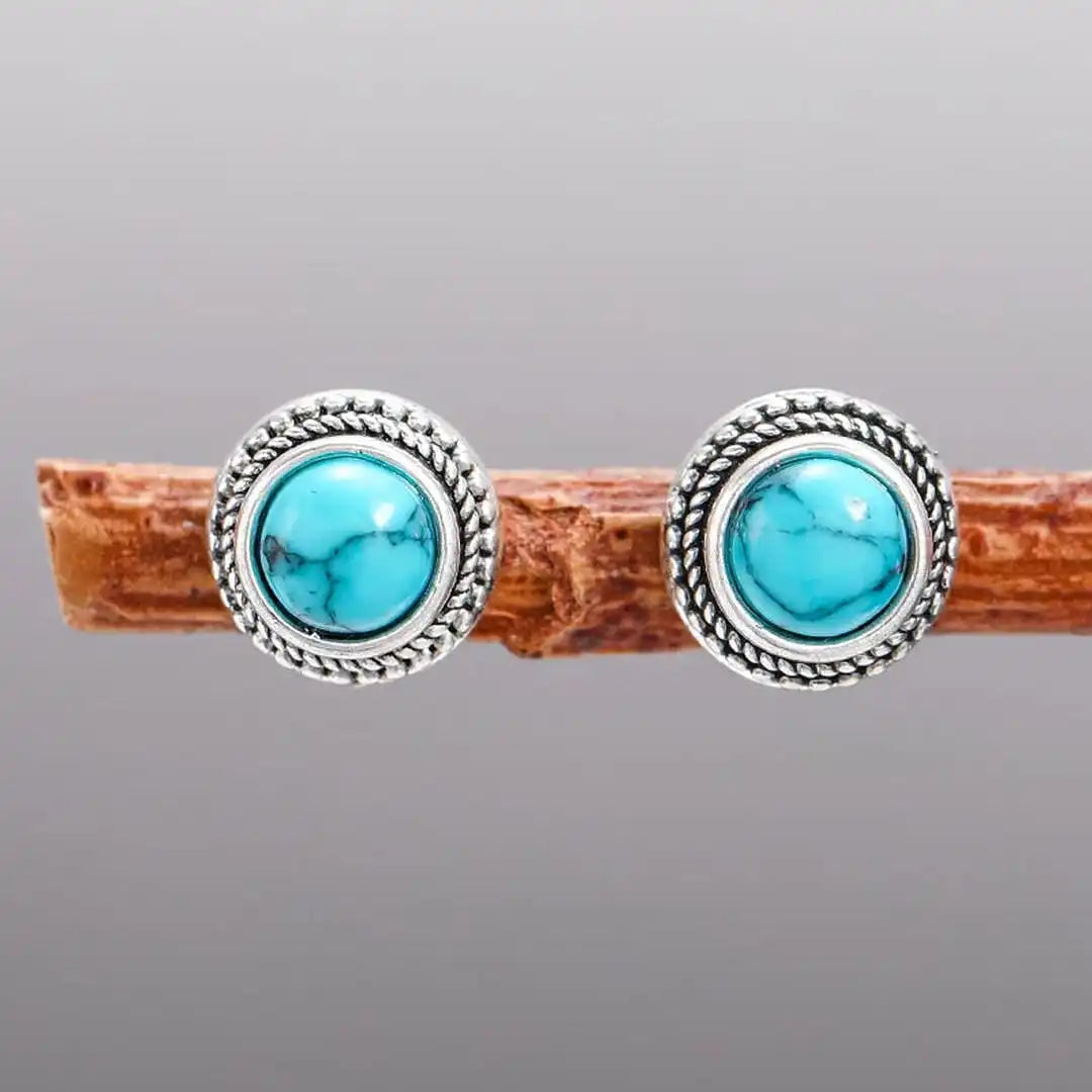 Boucles d'oreilles en imitation turquoise vintage bohème
