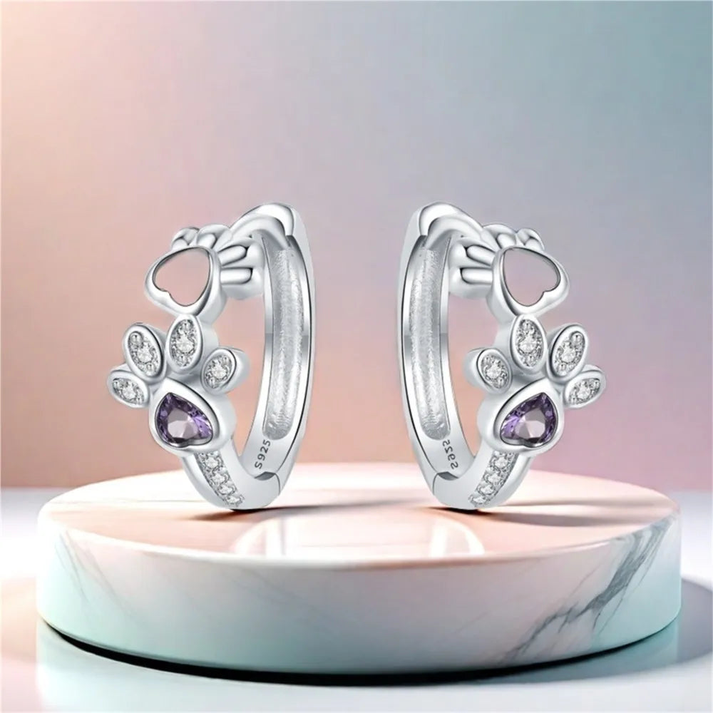 Boucles d'oreilles huggie Tassu en argent sterling 925 – avec zircon et pierre en forme de cœur