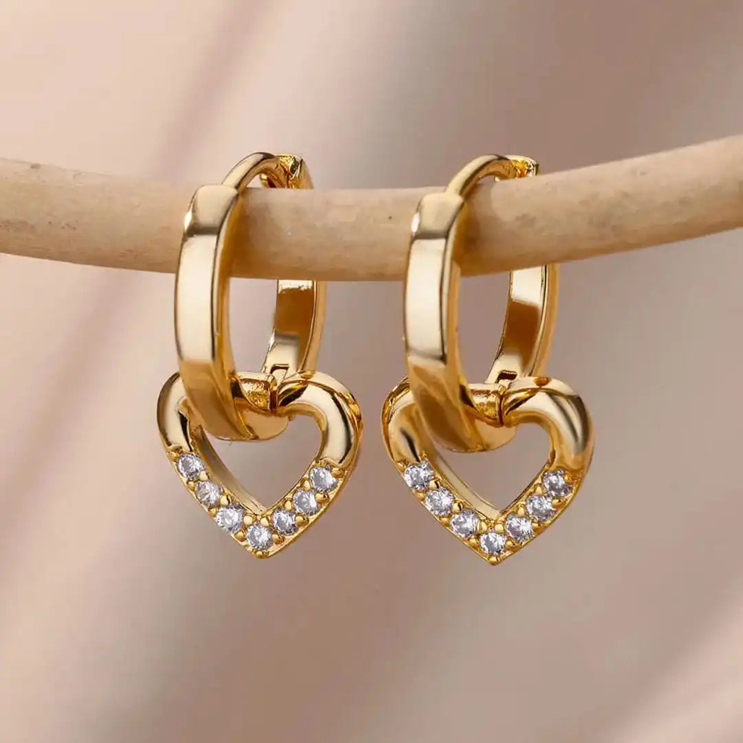 Boucles d'oreilles en zirconium en forme de cœur