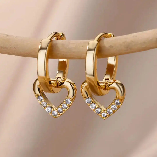 Boucles d'oreilles en zirconium en forme de cœur
