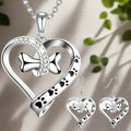 Ensemble de bijoux 2 pièces avec pendentif patte, cœur et os