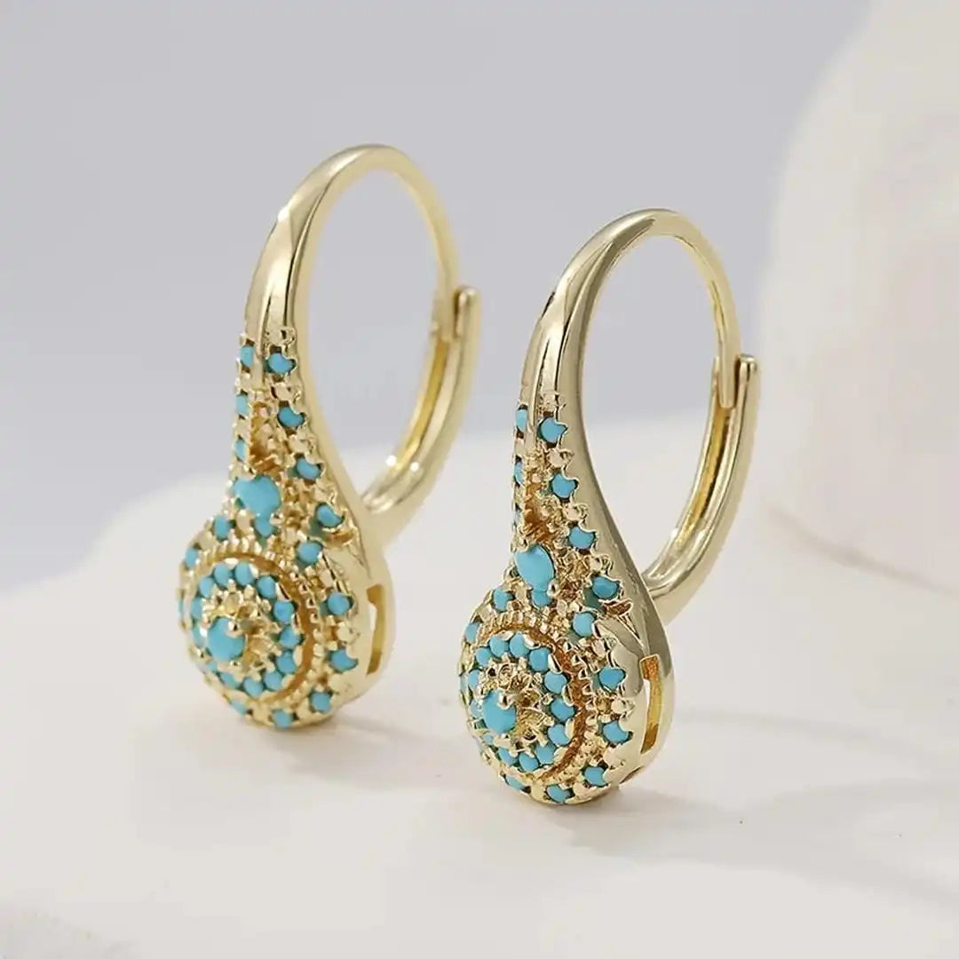 Boucles d'oreilles Mandala Turquoise Élégantes