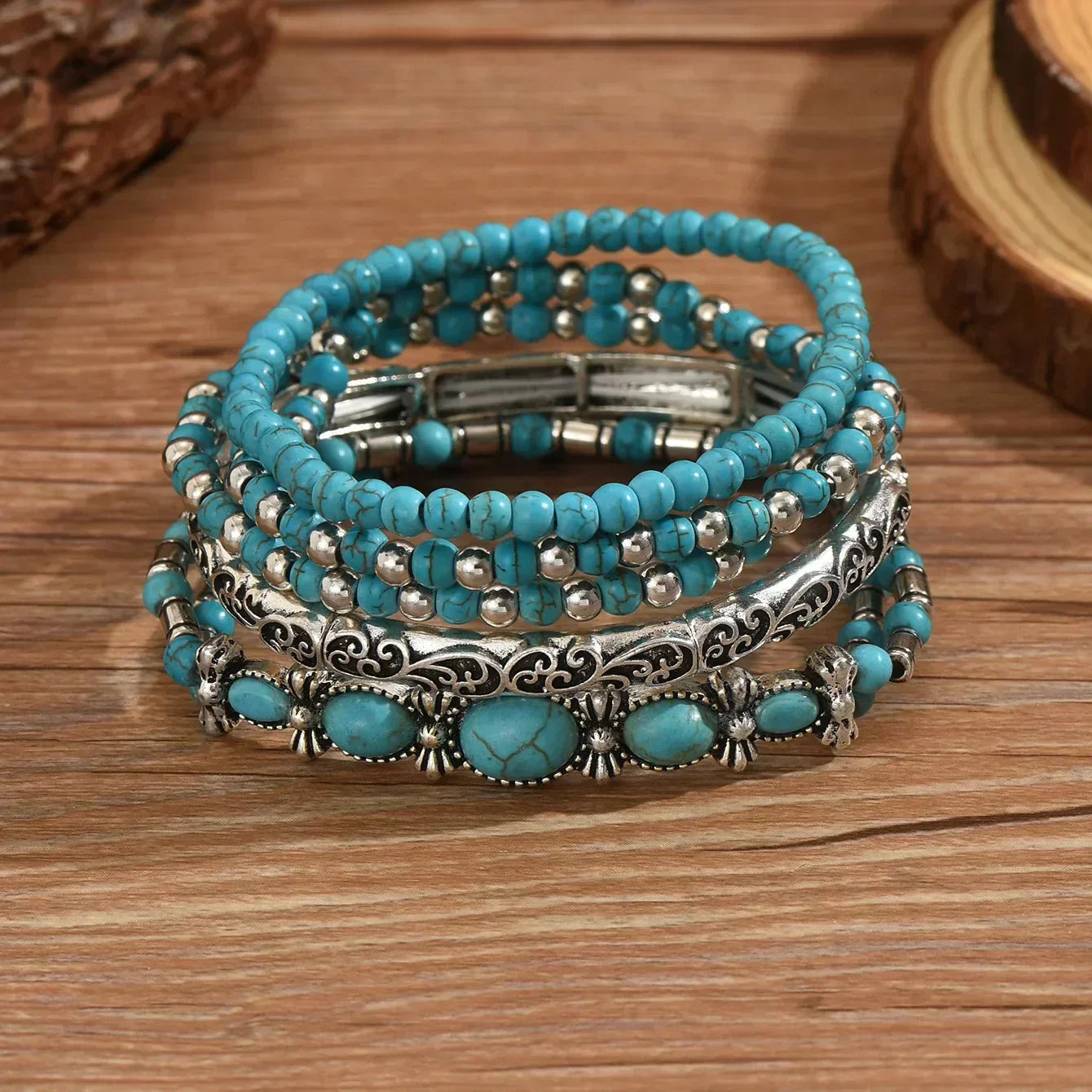 Bracelet de perles turquoise bohème